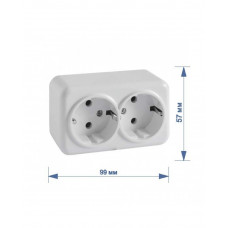 Розетка RIGHT HAUSEN ASTRA NV КЕРАМИКА 2-я наружная с/з белая