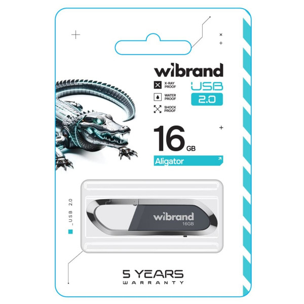 Флеш-накопичувач Wibrand USB 2.0 Aligator 16Gb Grey