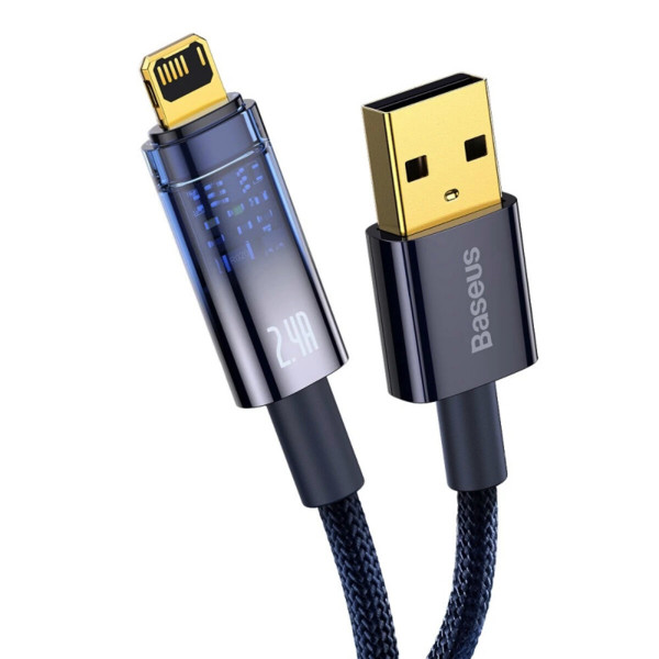 Кабель Baseus Explorer Series Auto Power-Off Fast Charging Data Cable USB to IP 2.4A 1m Blue