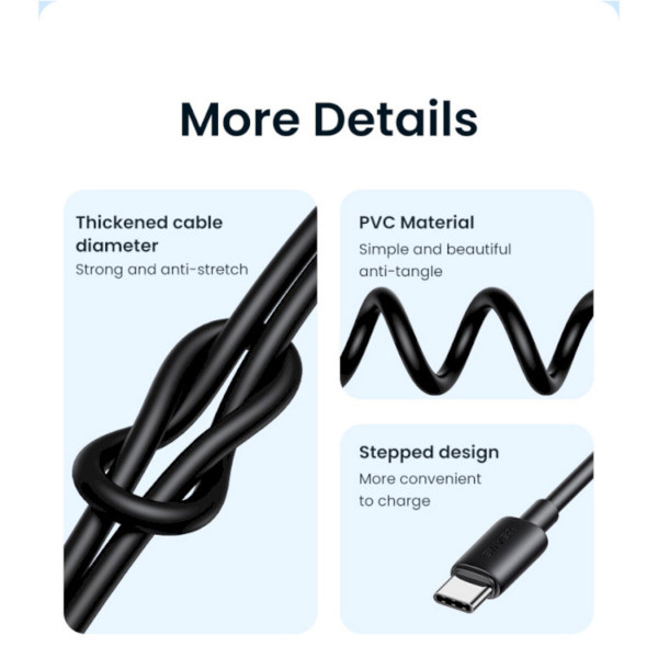 Кабель Usams SJ711 Type-C To Type-C 60W Fast Charging black