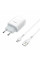 Мережевий зарядний пристрій з кабелем HOCO C73A Glorious dual port charger set(Micro) 12W White