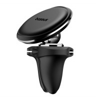 Автотримач для телефона Baseus Magnetic Air Vent Car Mount Holder with cable clip Black