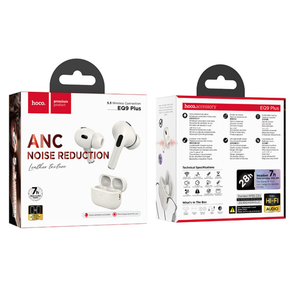 Бездротові навушники HOCO EQ9 Plus Duke true wireless ANC Noise Reduction BT headset Milky White