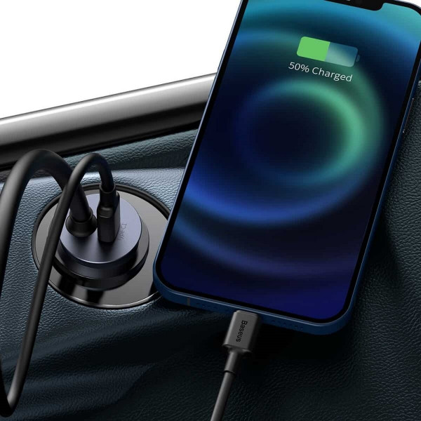 Автомобільний зарядний пристрій Baseus Share Together PPS multi-port Fast charging with extension cord 120W 2U+2C Gray