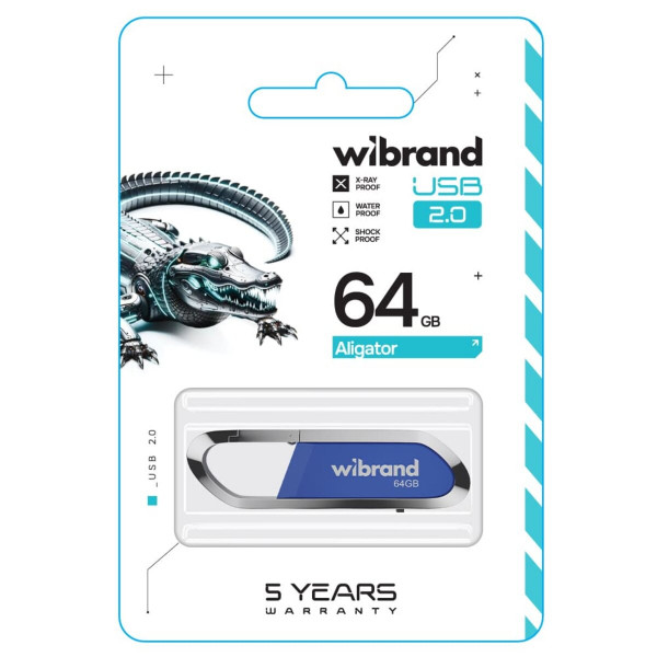 Флеш-накопичувач Wibrand USB 2.0 Aligator 64Gb Blue