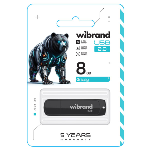 Флеш-накопичувач Wibrand USB 2.0 Grizzly 8Gb Black