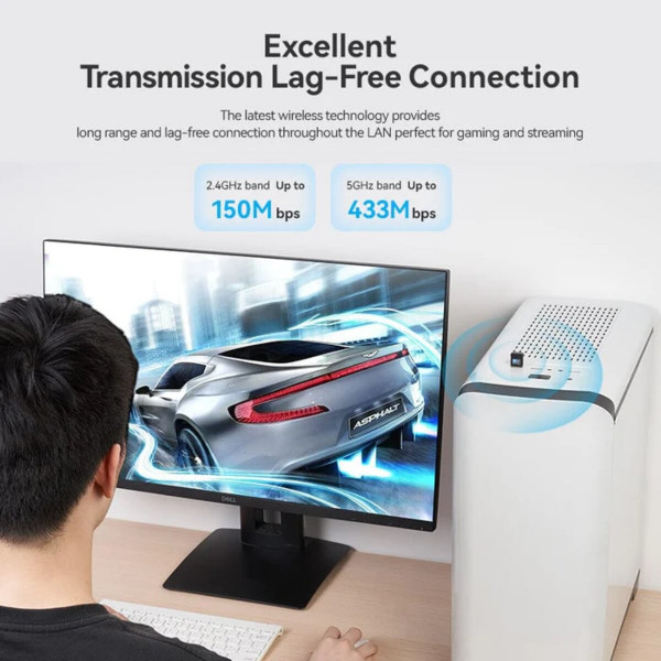 Адаптер Vention USB Wi-Fi Dual Band Adapter 2.4G/5G Black (KDSB0)