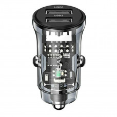 Автомобільний зарядний пристрій Usams US-CC162 C31 15W Transparent Dual USB A+A Mini Car Charger