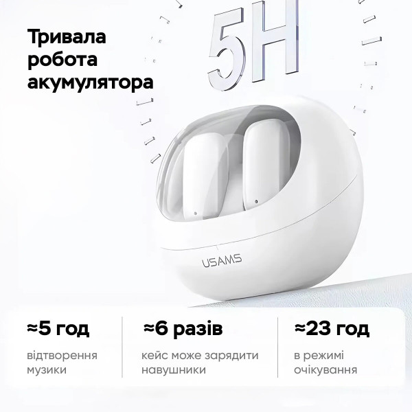 Бездротові навушники Usams US-TD22 TWS Earbuds - TD Series BT5.3 white