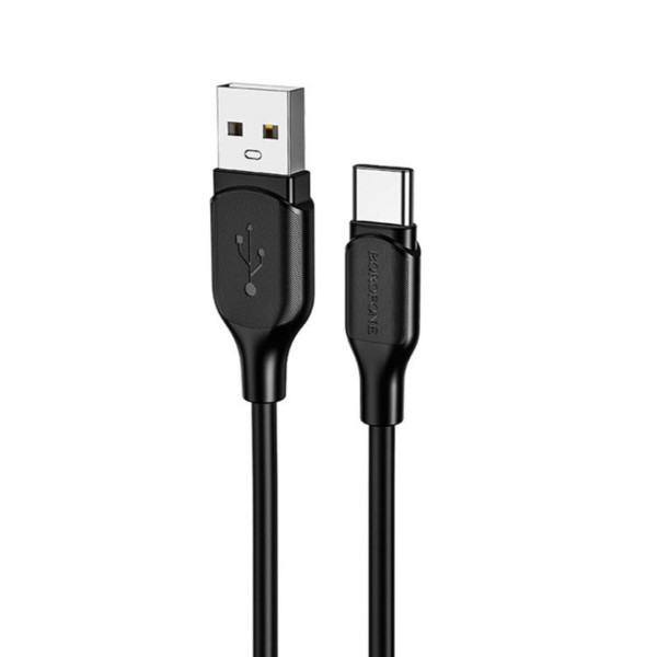 Кабель BOROFONE BX42 USB to Type-C 3A, 1m, silicone, TPE connectors, Black