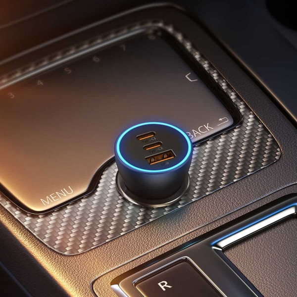 Автомобільний зарядний пристрій Baseus Golden Contactor Pro Triple Fast Charger Car Charger 65W U+C+C Dark Gray