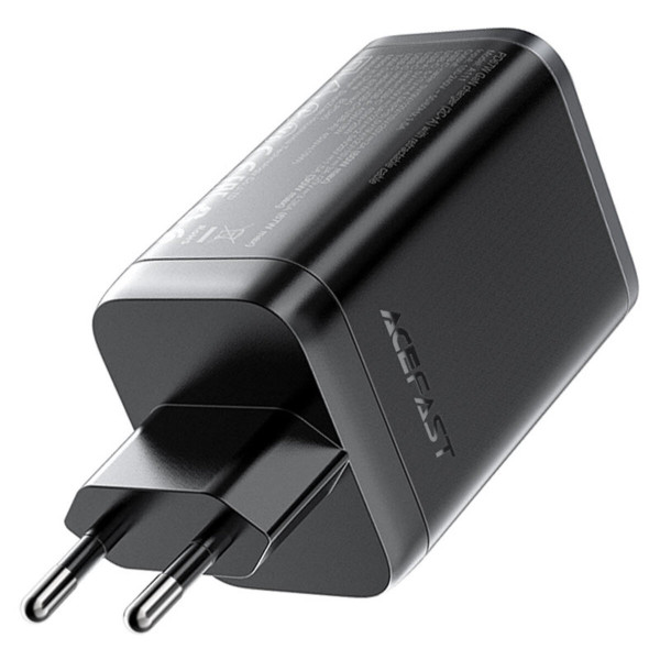 Мережевий зарядний пристрій ACEFAST A111 PD67W GaN charger(2*USB-C+USB-A) with retractable cable Black
