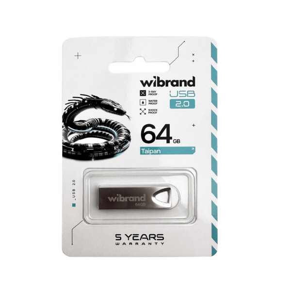 Флеш-накопичувач Wibrand USB 2.0 Taipan 64Gb Silver