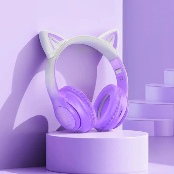Бездротові навушники HOCO W42 Cat ears BT headphones Purple Grape