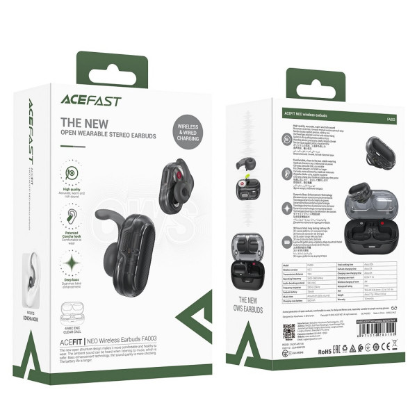 Бездротові навушники ACEFAST FA003 ACEFIT NEO wireless earbuds Black