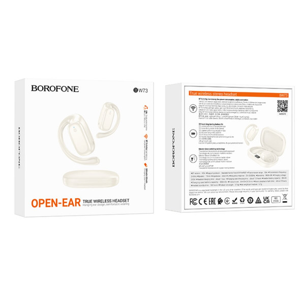 Бездротові навушники BOROFONE BW73 Lucky Open True Wireless BT headset Milky White