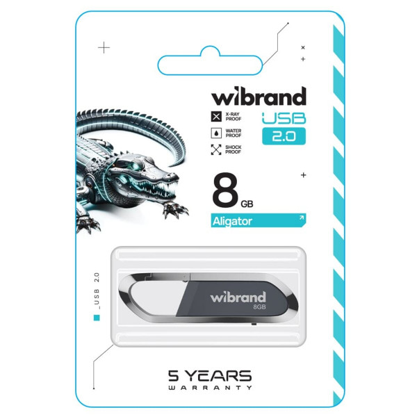 Флеш-накопичувач Wibrand USB 2.0 Aligator 8Gb Grey