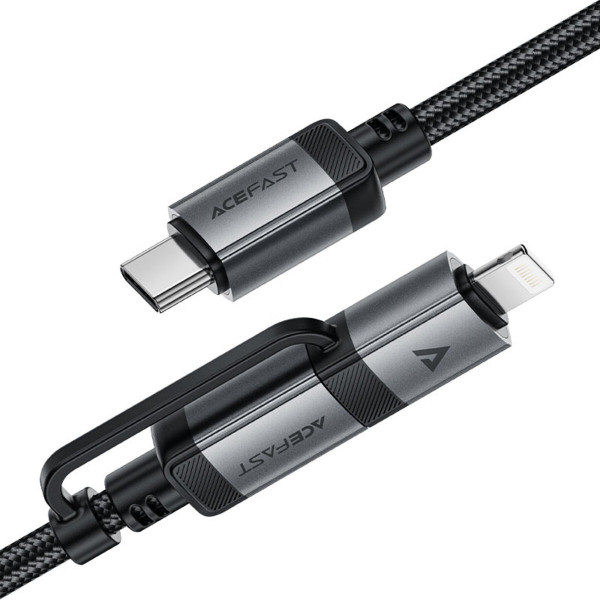 Кабель ACEFAST C20-01 USB-C to USB-C / Lightning aluminum alloy connectors charging data cable Black