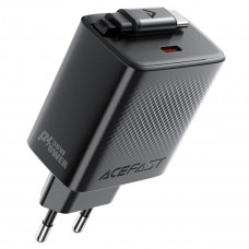 Мережевий зарядний пристрій ACEFAST A110 PD30W GaN charger (USB-C+USB-C) with retractable cable (EU) Black