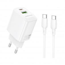 Мережевий зарядний пристрій з кабелем BOROFONE BN27 Fuente PD20W+QC3.0 charger set (C to C) (EU) White