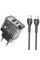 Мережевий зарядний пристрій з кабелем HOCO N34 Dazzling dual-port PD20W+QC3.0 charger set(Type-C to Type-C) Transparent Black