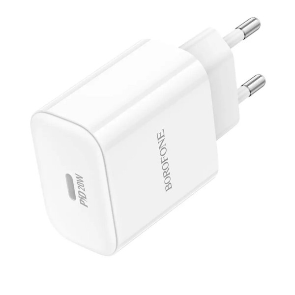 Мережевий зарядний пристрій BOROFONE BA81A single port PD20W charger(EU) White