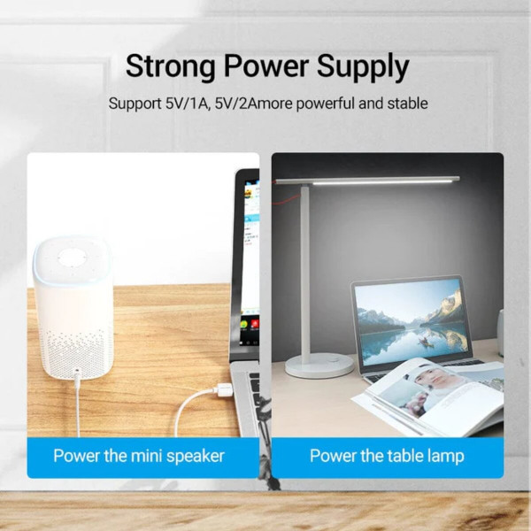 Кабель Vention USB to 3.5mm Barrel Jack 5V DC Power Cable Black 1m (CEXBF)