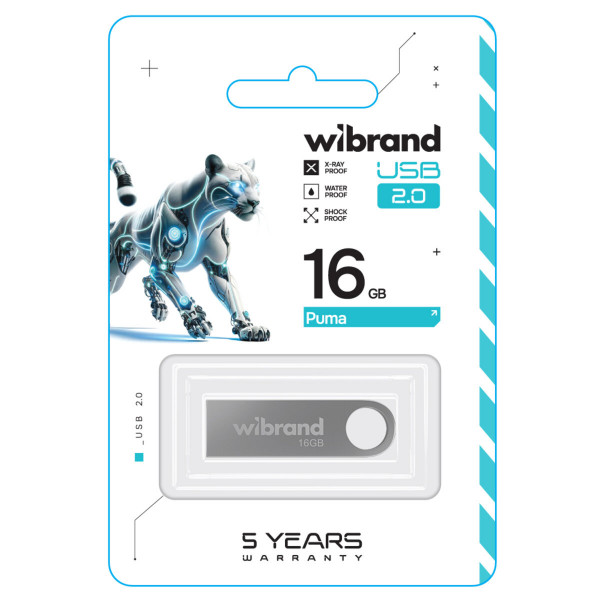 Флеш-накопичувач Wibrand USB 2.0 Puma 16Gb Silver