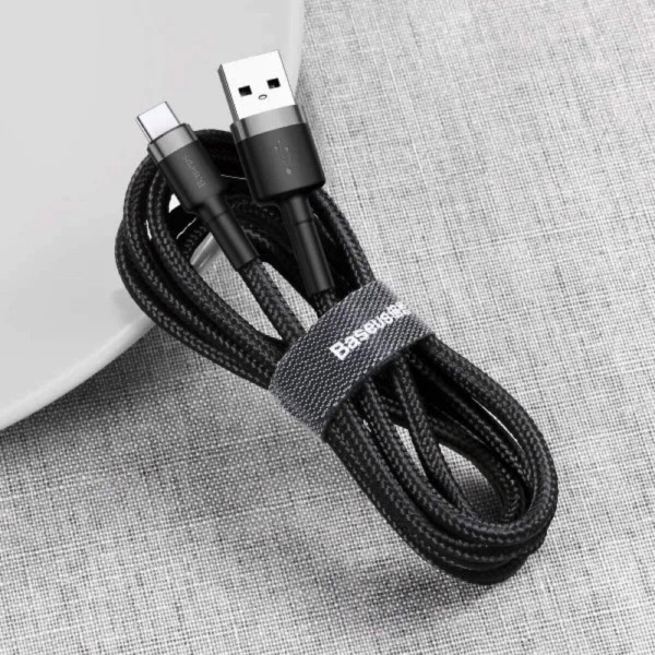 Кабель Baseus Cafule Cable USB For Type-C 3A 0.5m Gray+Black