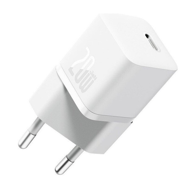 Мережевий зарядний пристрій з кабелем Baseus GaN5 Fast Charger(mini) 1C 20W EU Moon White(With: Fast Charging Data Cable Type-C)