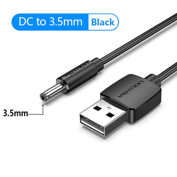 Кабель Vention USB to 3.5mm Barrel Jack 5V DC Power Cable Black 1m (CEXBF)