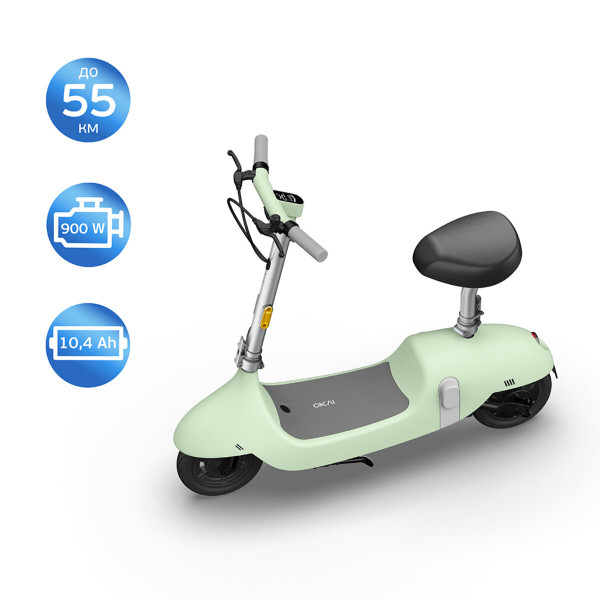 Електросамокат з сидінням OKAI Ceetle PRO EA10C Mint Green 10', 350(900)W, 25Km/h, 10.4Ah, 55Km, 20%,NFC, App, 29kg