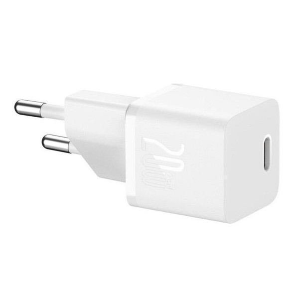 Мережевий зарядний пристрій з кабелем Baseus GaN5 Fast Charger(mini) 1C 20W EU Moon White(With: Fast Charging Data Cable Type-C)