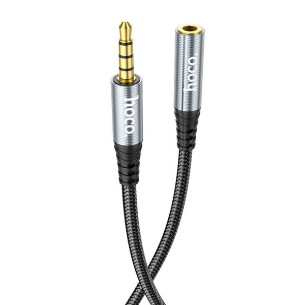 Аудiокабель HOCO UPA20 3.5 audio extension cable male to female (L=1M) Metal Gray