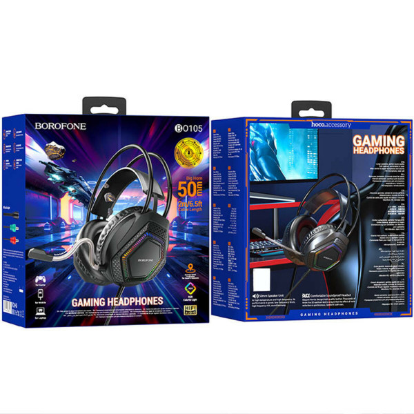 Навушники BOROFONE BO105 Thunder gaming headphones Black