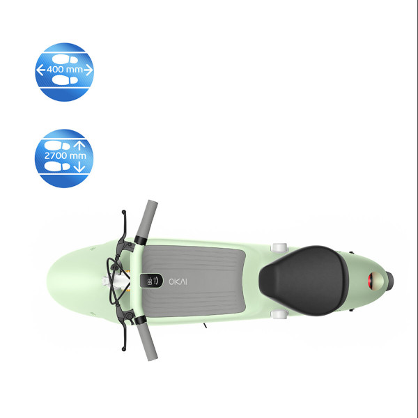 Електросамокат з сидінням OKAI Ceetle PRO EA10C Mint Green 10', 350(900)W, 25Km/h, 10.4Ah, 55Km, 20%,NFC, App, 29kg