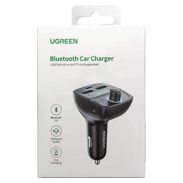 АЗП з FM-модулятором UGREEN CD229 FM&Bluetooth Transmitter&Car Charger + TF  Slot Black