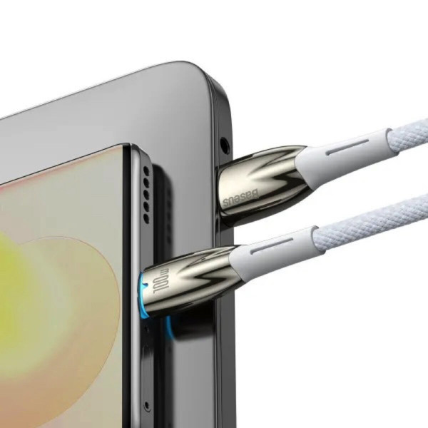 Кабель Baseus Glimmer Series Fast Charging Data Cable USB to Type-c 100W 1m White