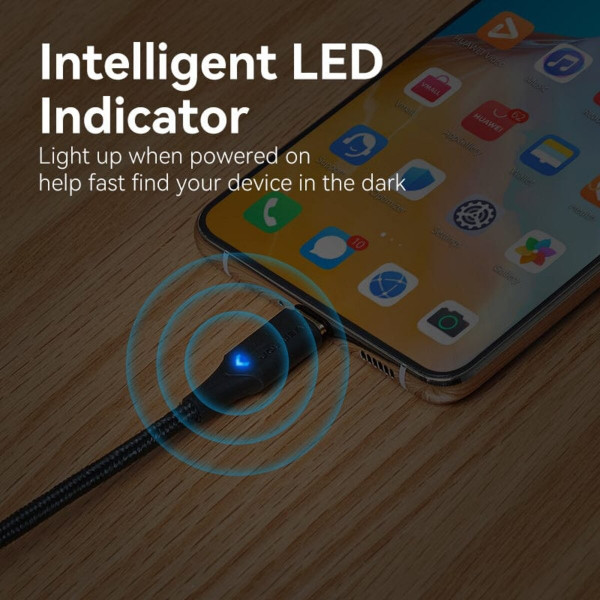 Кабель Vention Nylon Braided USB 2.0 C Male to C Male 3A Cable 2M Black LED Type (TAUBH)