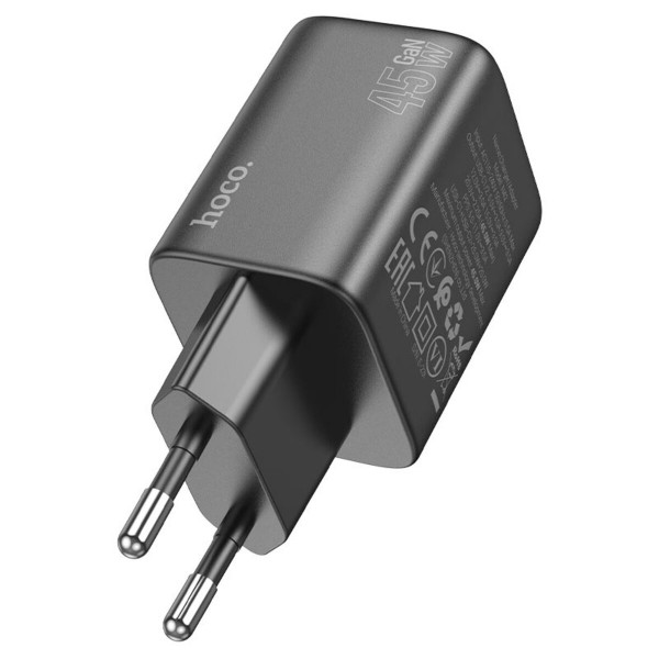 Мережевий зарядний пристрій з кабелем HOCO N42 Elogiado dual-port PD45W(2C) charger set(C to iP) Black