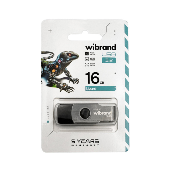 Флеш-накопичувач Wibrand USB 3.2 Gen1 Lizard 16GB Black
