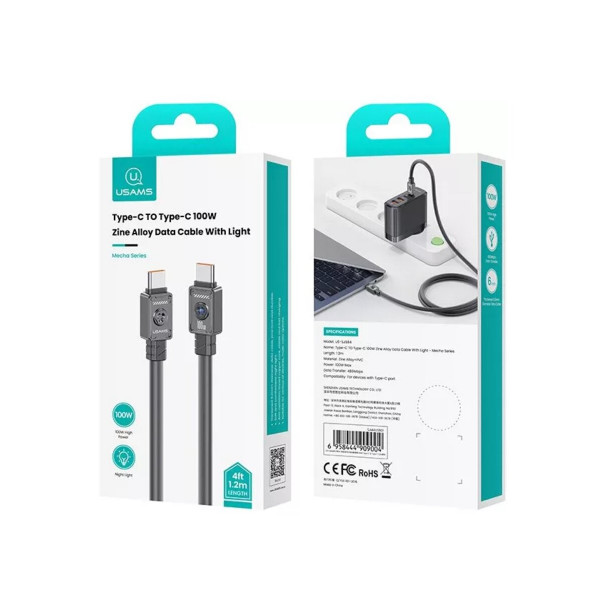 Кабель Usams US-SJ684 Type-C TO Type-C 100W 1.2m black
