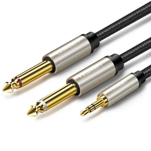 Аудіокабель UGREEN AV126 3.5mm TRS to Dual 6.35mm TS Audio Cable 2m (Gray)(UGR-10615)