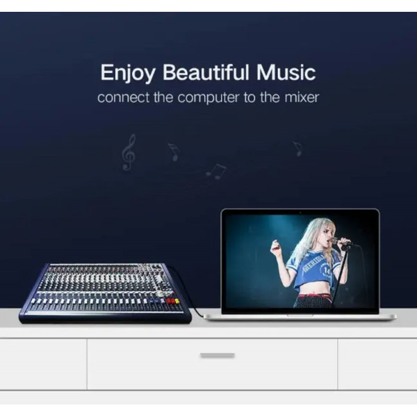 Аудіокабель UGREEN AV126 3.5mm TRS to Dual 6.35mm TS Audio Cable 2m (Gray)(UGR-10615)