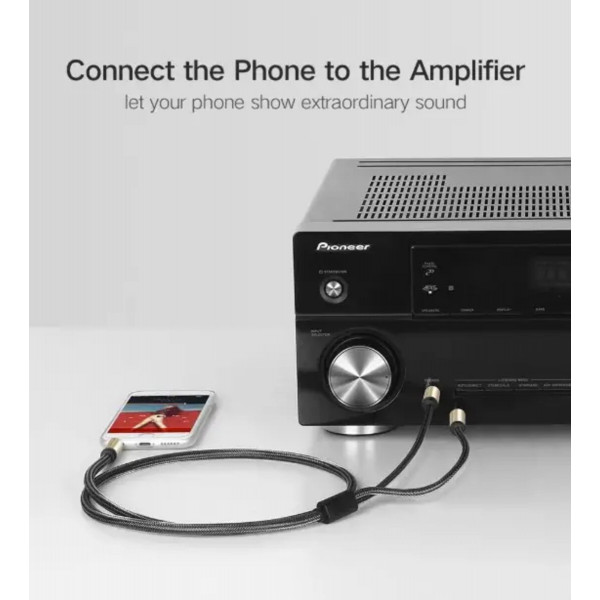 Аудіокабель UGREEN AV126 3.5mm TRS to Dual 6.35mm TS Audio Cable 2m (Gray)(UGR-10615)