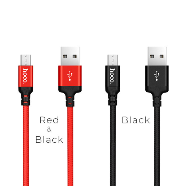 Кабель HOCO X14 USB to Micro 2,4A, 1m, nylon, aluminum connectors, Black