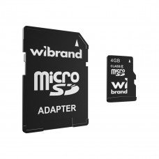 Карта пам'яті microSDHC Wibrand 4Gb class 4 (adapter SD)