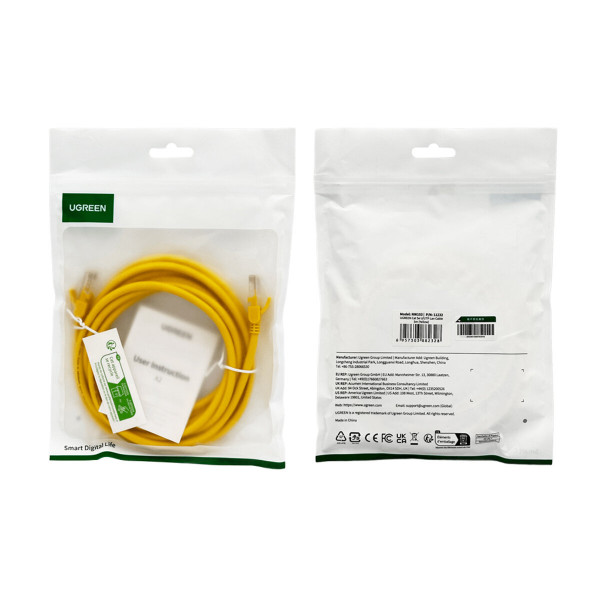 Мережевий кабель UGREEN Cat 5e U/UTP Lan Cable 3m (Yellow)
