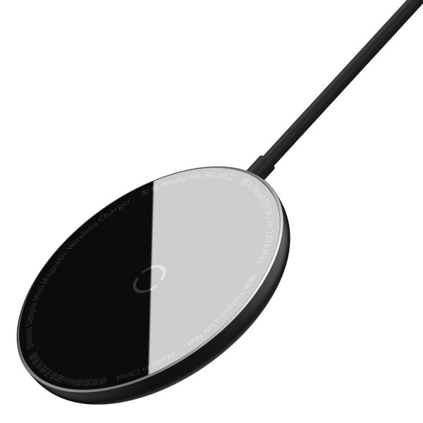 Бездротовий зарядний пристрій Baseus Simple Mini Magnetic Wireless Charger For IPwith Type-C Cable Black