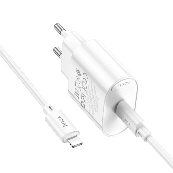 Мережевий зарядний пристрій HOCO C109A(PD20W) Fighter single port PD20W charger set(C to iP) White